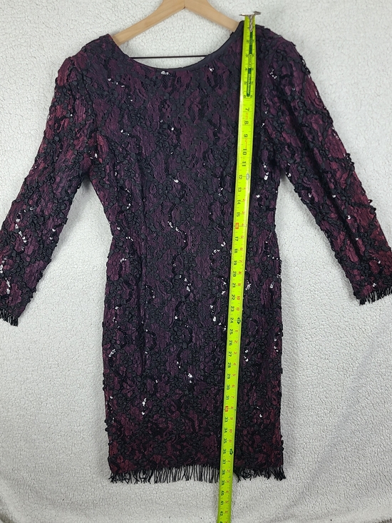 JV Collections by Misa Dresses & Skirts - Vintage JV Collections by Misa Black & Plum Lace Sequin Cocktail Dress Size Unkn